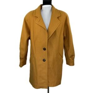 Vintage Oversized Gold Yellow Wool Blend  Coat - Women's Size Large